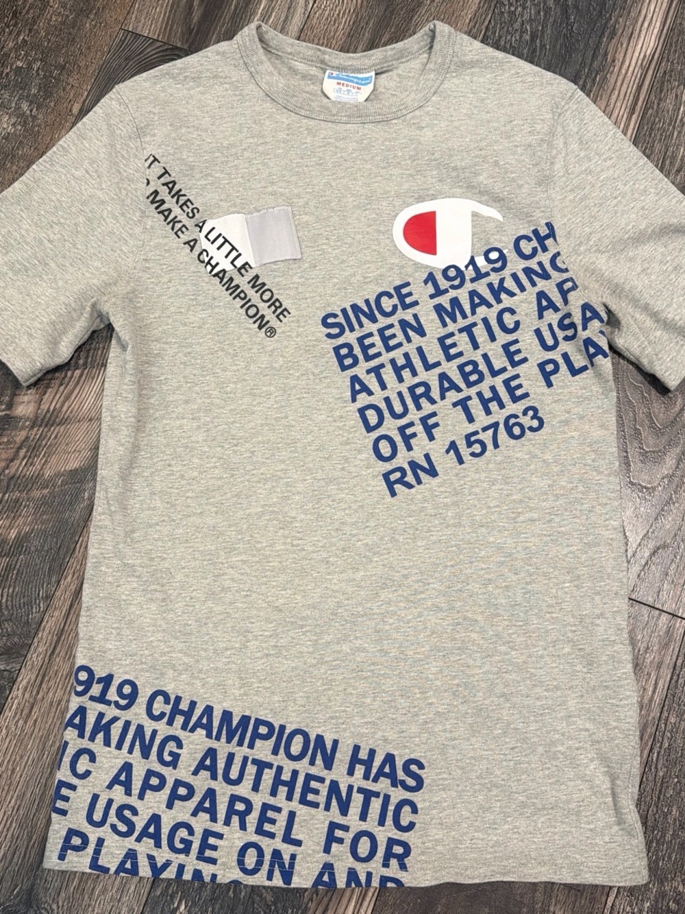 Gray Champion Heritage “Behind the Label” Logo Graphic Tee Men Medium